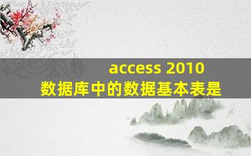 access 2010数据库中的数据基本表是